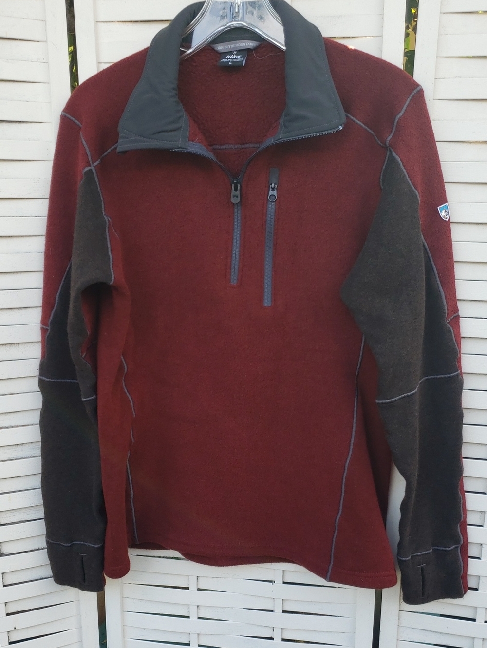 Kuhl Men’s Burgundy and Charcoal Pullover Fleece Sweater Size L